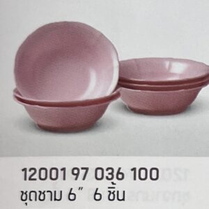 ชุดชาม 6" 6 ชิ้น ลายสีพื้นคาร์เนชั่น (สีโอลด์โรส)