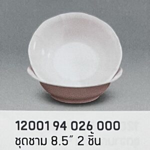 ชุดชาม 8.5" 2 ชิ้น ลายสีพื้นคาร์เนชั่น (สีขาวครีม)