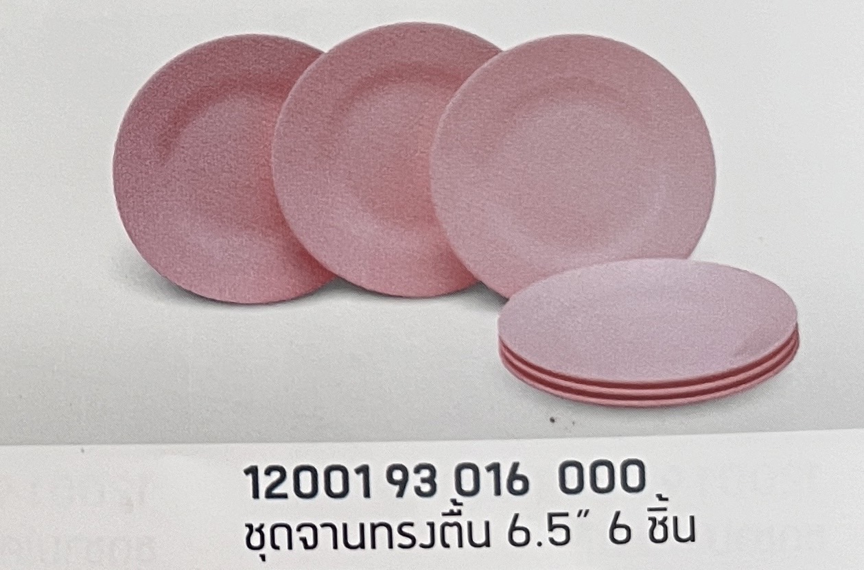 ชุดจานทรงตื้น 6.5" 6 ชิ้น ลายสีพื้นทรงกลม (สีโอลด์โรส)